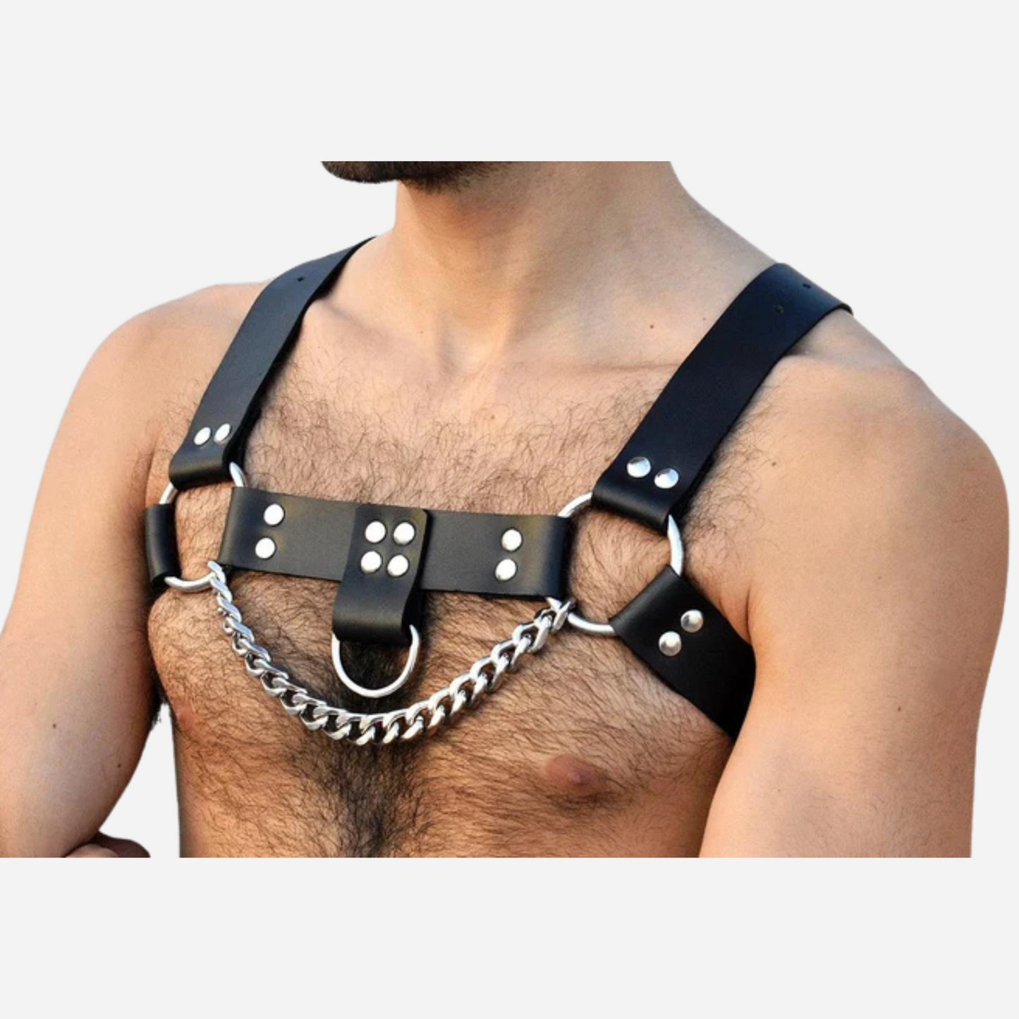 Our Men's Genuine Leather Chest Harness with Pin Buckle Straps, crafted from high-quality leather, this adjustable harness combines comfort and style, perfect for festivals, parties, or everyday wear. Make a bold fashion statement—shop now and elevate your look with this unique accessory!