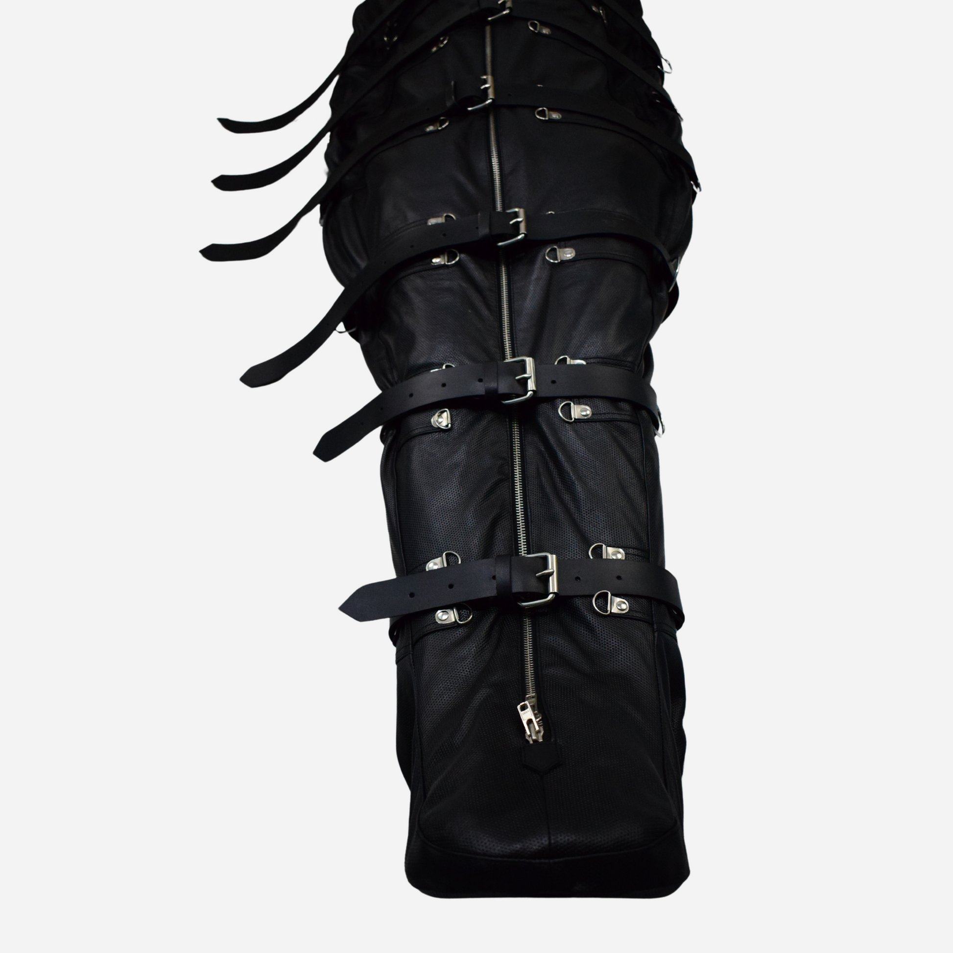 Body Bag, crafted from 100% genuine leather. Features a versatile 3-way YKK zipper, with lining options. It has adjustable belts all around the body. 