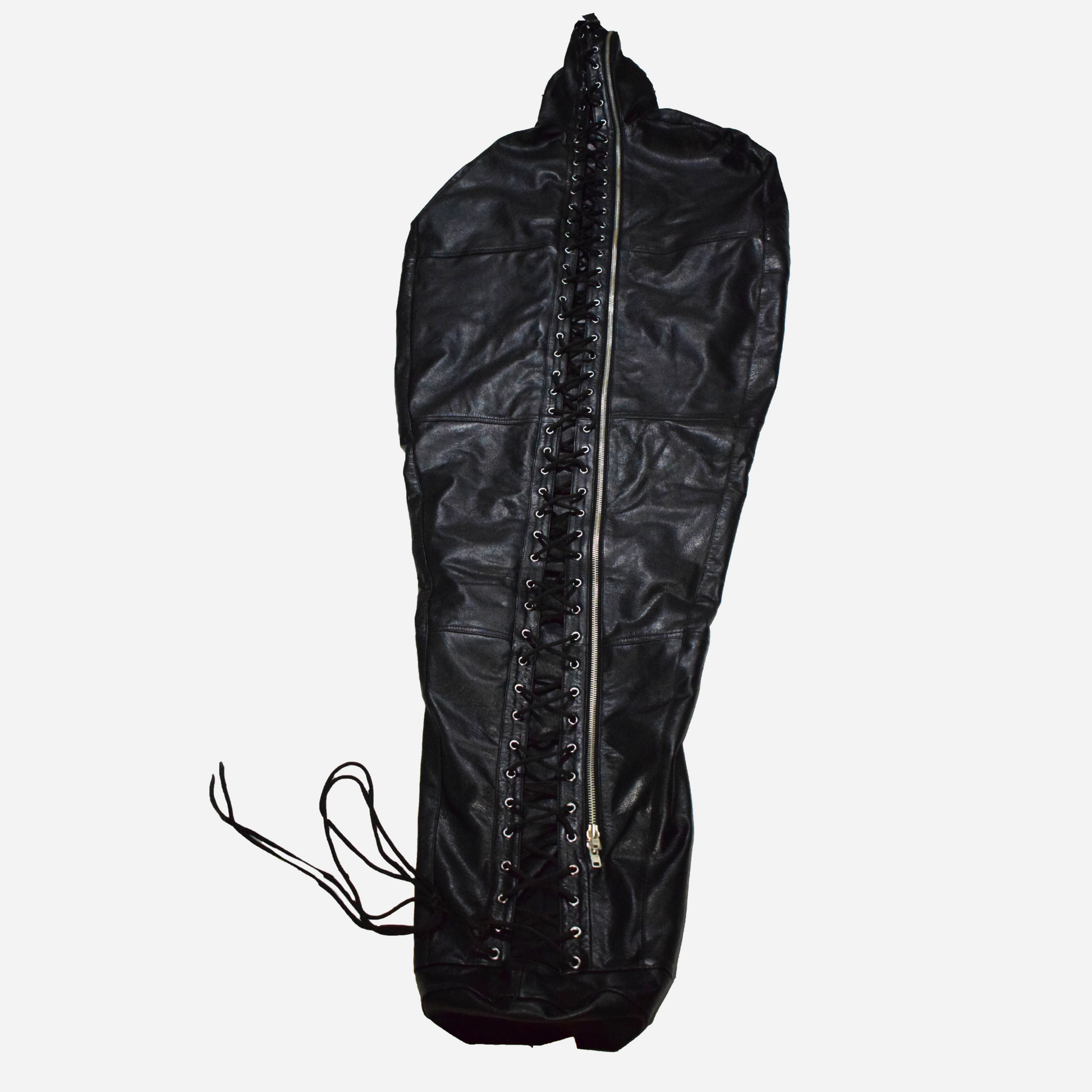 Discover ultimate restraint and comfort with our Premium Bondage Sleepsack. Crafted from 100% genuine leather, it offers full-body coverage, adjustable fit, and convenient access with a rear YKK zipper and detachable flaps. Available in standard and custom sizes. Enhance your BDSM experience today!
